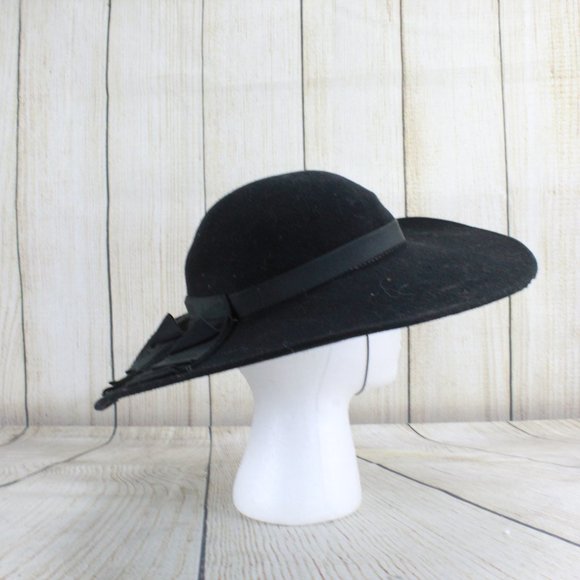 Women's Black Wool Bow with String and Bow Accent Hat Size OS - Picture 5 of 9